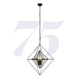 Diamond 3Lt Pendant - Black Metal & Clear Glass
