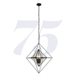 Diamond 3Lt Pendant - Black Metal & Clear Glass