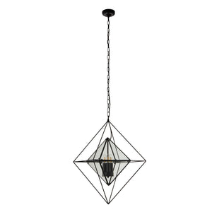 Searchlight Electric Diamond 3Lt Pendant - Black Metal & Clear Glass 7323-3BK