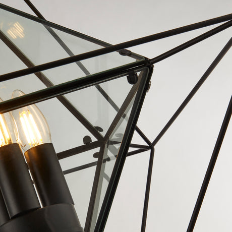 Searchlight Electric Diamond 3Lt Pendant - Black Metal & Clear Glass 7323-3BK