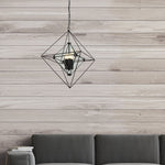 Searchlight Electric Diamond 3Lt Pendant - Black Metal & Clear Glass 7323-3BK