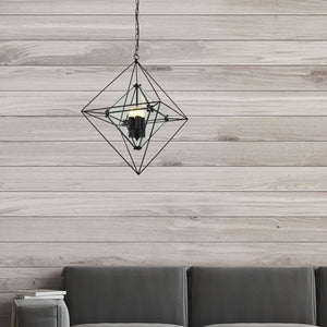 Searchlight Electric Diamond 3Lt Pendant - Black Metal & Clear Glass 7323-3BK