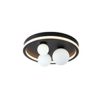 Trident 3Lt LED Flush, Black Metal and Opal Glass Balls