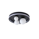 Searchlight Electric Trident 3Lt LED Flush, Black Metal and Opal Glass Balls 73380BK