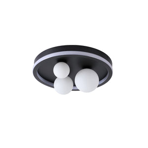 Searchlight Electric Trident 3Lt LED Flush, Black Metal and Opal Glass Balls 73380BK
