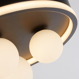 Searchlight Electric Trident 3Lt LED Flush, Black Metal and Opal Glass Balls 73380BK