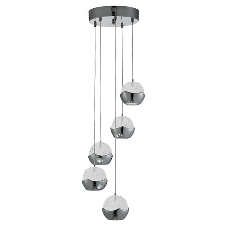 Searchlight Electric Ice Ball 5Lt Multi-Drop Pendant - Chrome Metal & Glass 7355-5CC