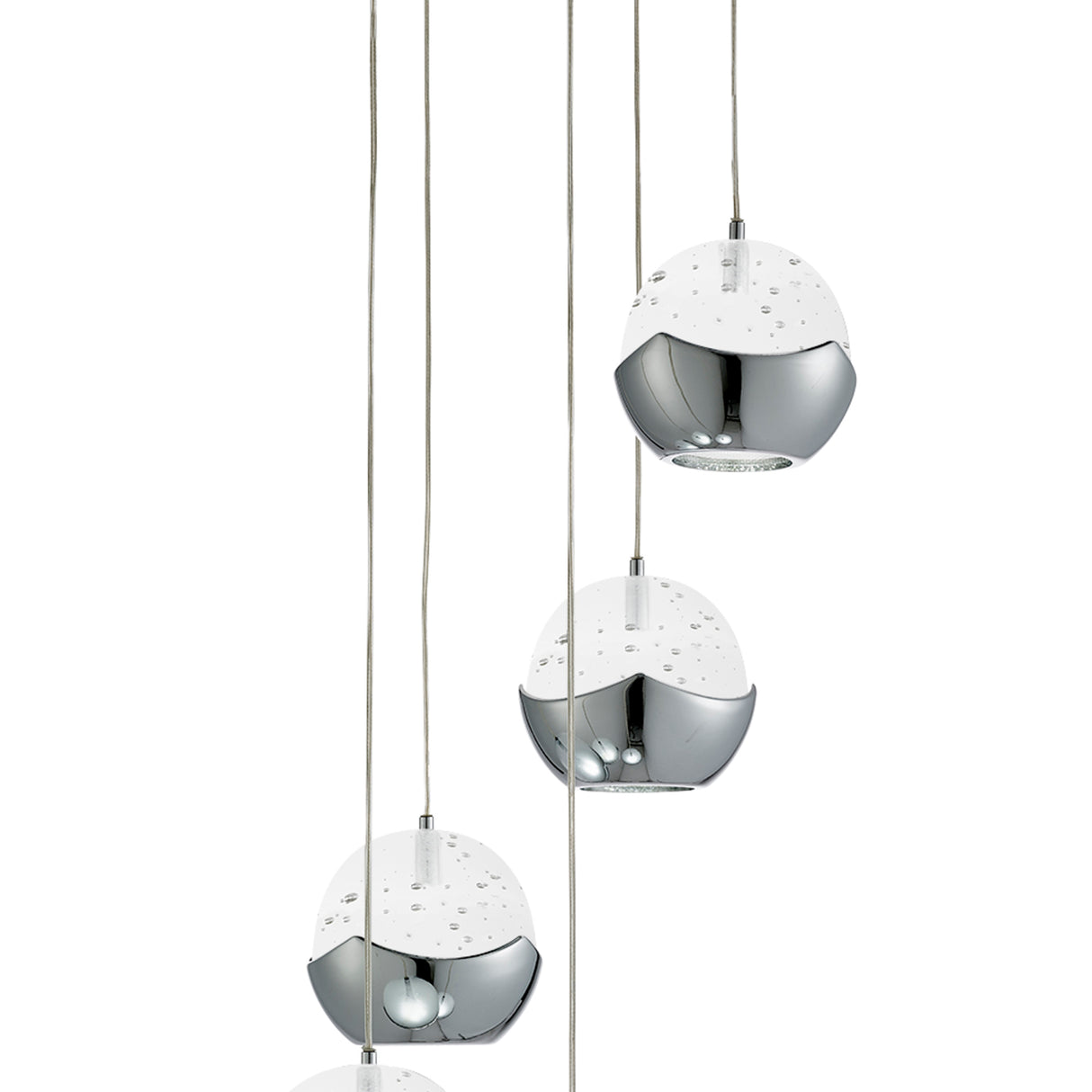Searchlight Electric Ice Ball 5Lt Multi-Drop Pendant - Chrome Metal & Glass 7355-5CC