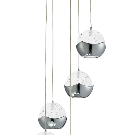 Searchlight Electric Ice Ball 5Lt Multi-Drop Pendant - Chrome Metal & Glass 7355-5CC