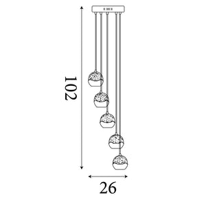 Searchlight Electric Ice Ball 5Lt Multi-Drop Pendant - Chrome Metal & Glass 7355-5CC