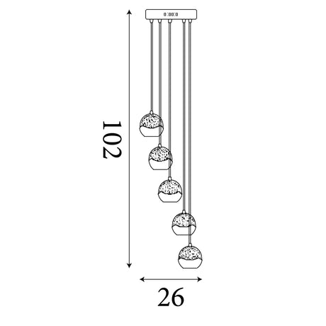 Searchlight Electric Ice Ball 5Lt Multi-Drop Pendant - Chrome Metal & Glass 7355-5CC