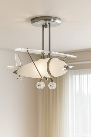 Searchlight Electric Novelty Airplane Pendant  -  Metal, Acrylic & Glass 737