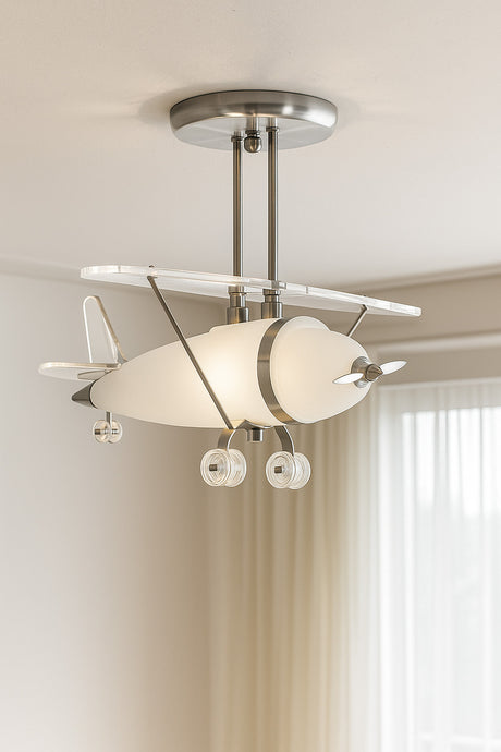 Searchlight Electric Novelty Airplane Pendant  -  Metal, Acrylic & Glass 737