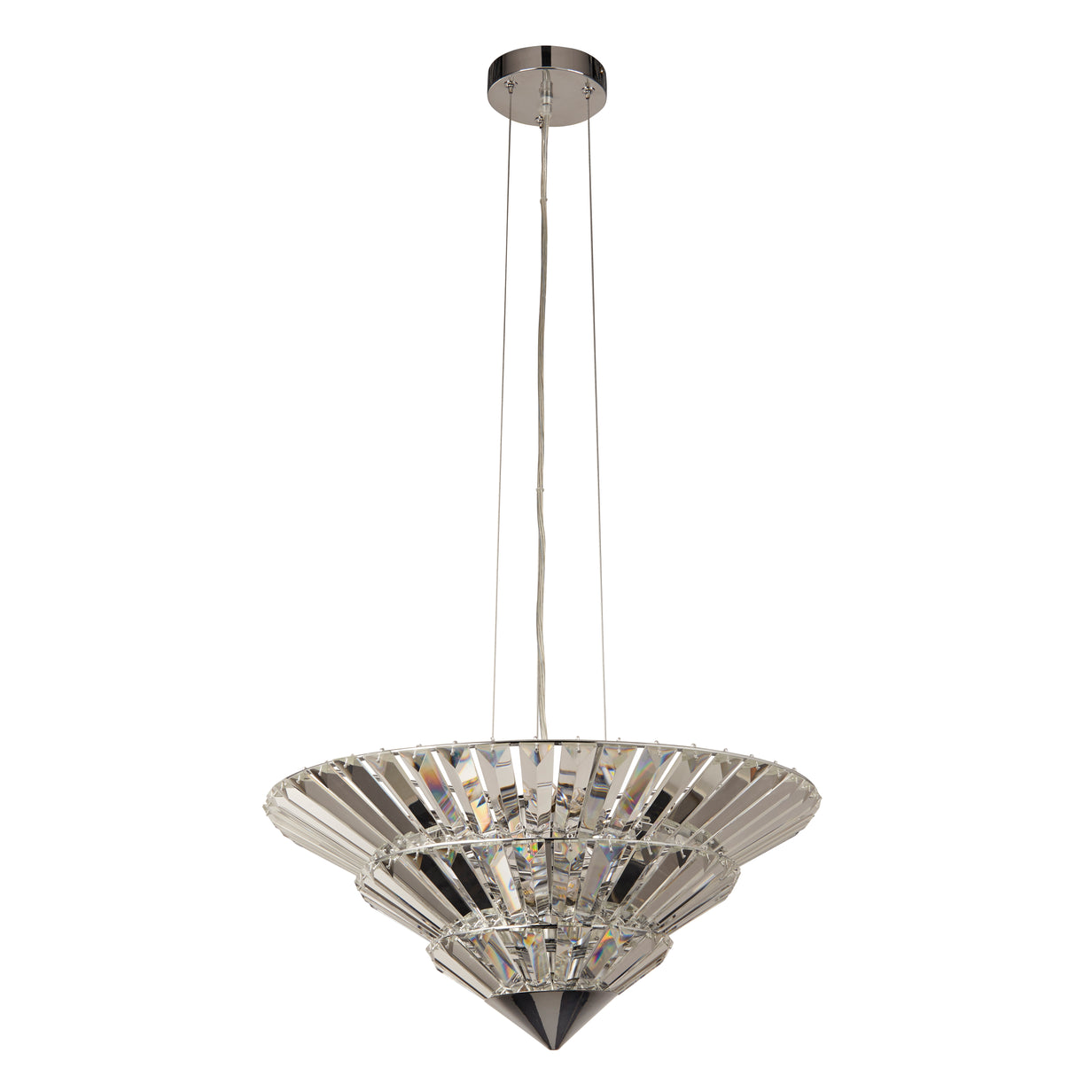 Searchlight Electric Savannah 8Lt Pendant To Flush - Chrome Metal & Clear Crystal 73918-8CC