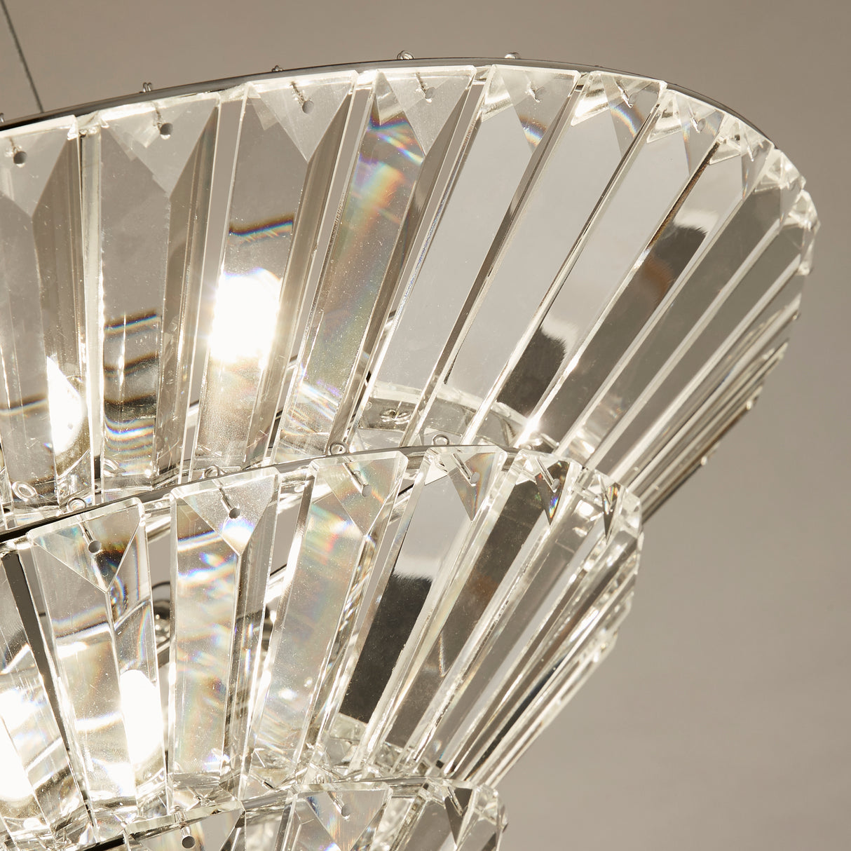 Searchlight Electric Savannah 8Lt Pendant To Flush - Chrome Metal & Clear Crystal 73918-8CC