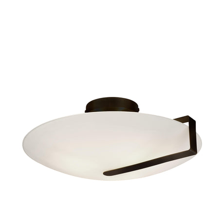 Searchlight Electric Sundial Flush - Black Metal & Frosted Glass 73990-3BK
