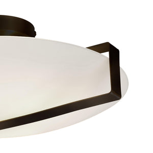 Searchlight Electric Sundial Flush - Black Metal & Frosted Glass 73990-3BK