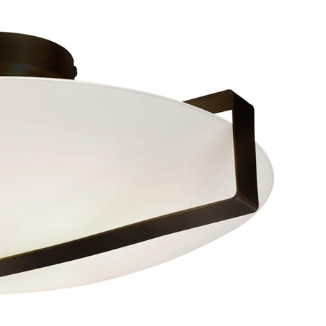 Searchlight Electric Sundial Flush - Black Metal & Frosted Glass 73990-3BK