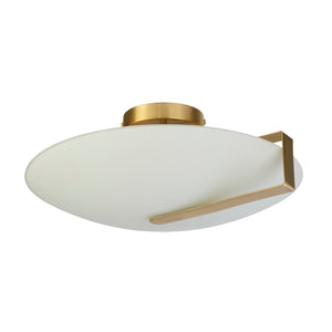 Searchlight Electric Sundial Flush - Gold Metal & Frosted Glass 73990-3GO
