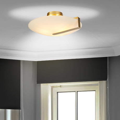 Searchlight Electric Sundial Flush - Gold Metal & Frosted Glass 73990-3GO