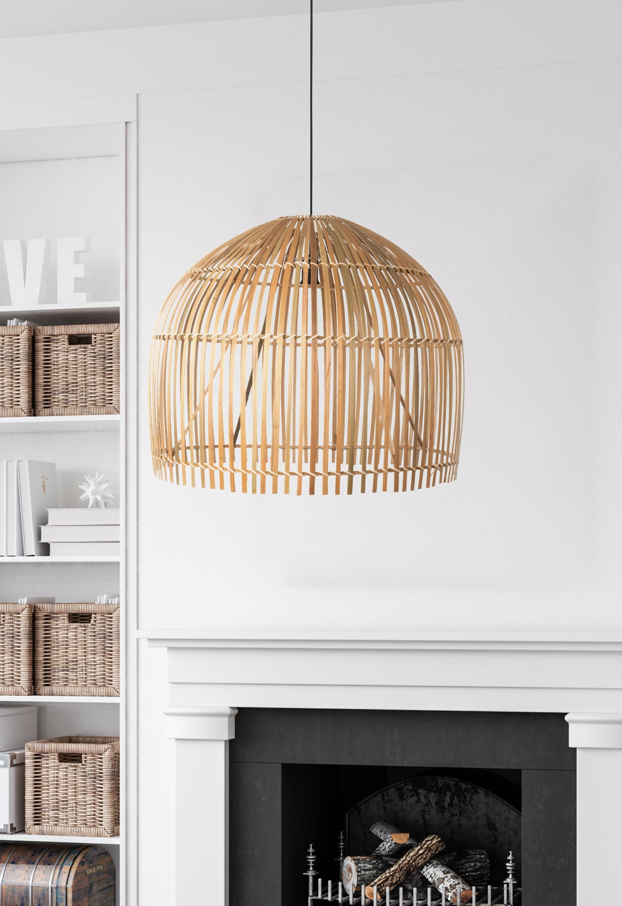 Searchlight Electric Bali Pendant  - Bamboo 7400CW