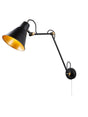Swing Arm  Wall Light  - Matt Black & Gold Metal