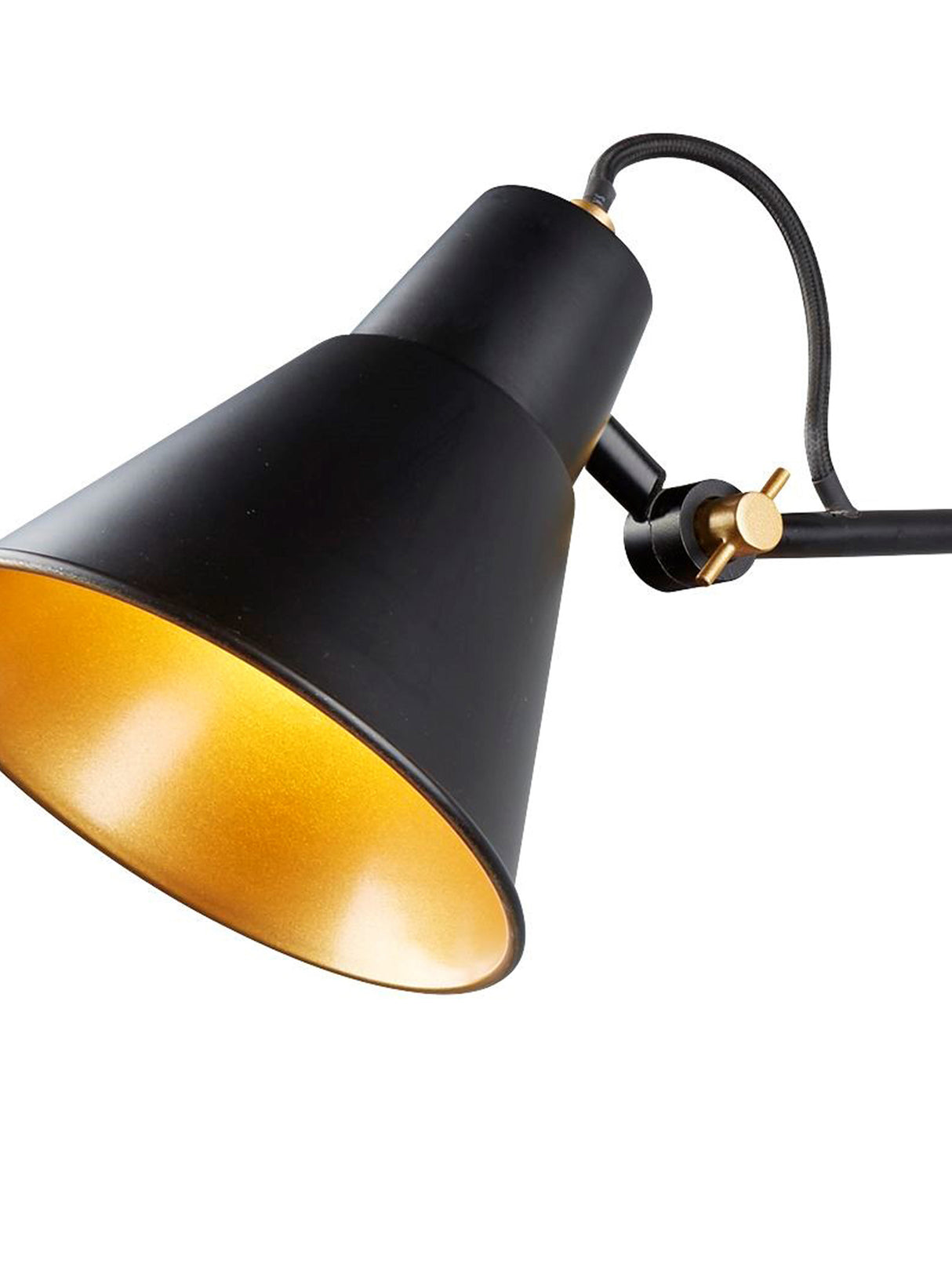 Searchlight Electric Swing Arm  Wall Light  - Matt Black & Gold Metal 7403BK