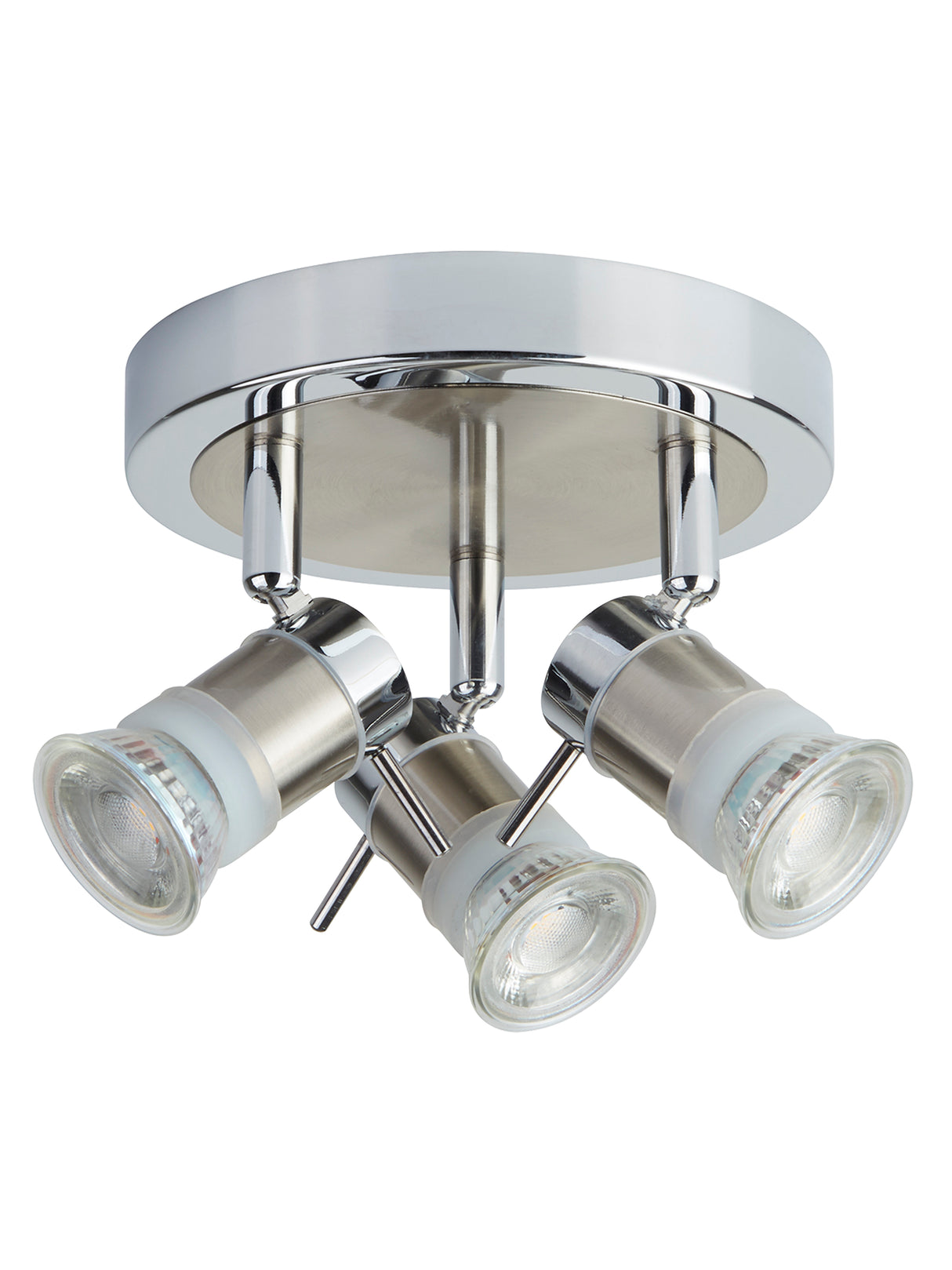 Aries 3Lt Round Spotlight -  Chrome, Satin Silver, IP44