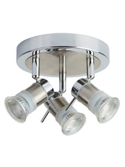 Aries 3Lt Round Spotlight -  Chrome, Satin Silver, IP44