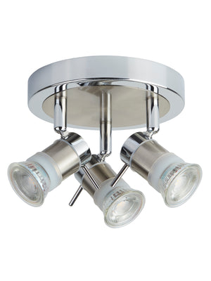 Aries 3Lt Round Spotlight -  Chrome, Satin Silver, IP44