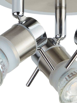 Searchlight Electric Aries 3Lt Round Spotlight -  Chrome, Satin Silver, IP44 7443CC-LED