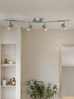 Searchlight Electric Aries 4Lt Split Bar Spotlight - Chrome & Satin Silver Metal 7444CC-LED