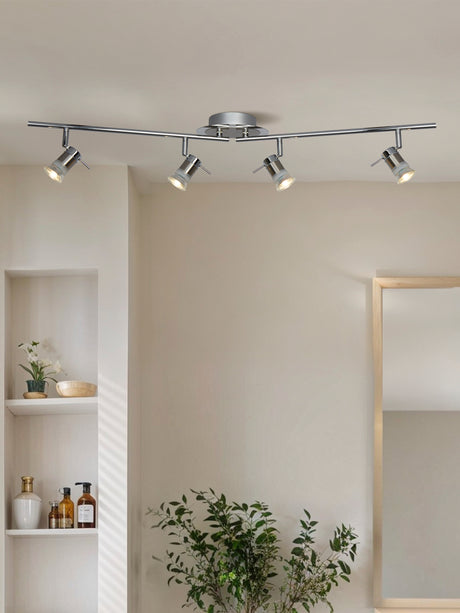 Searchlight Electric Aries 4Lt Split Bar Spotlight - Chrome & Satin Silver Metal 7444CC-LED