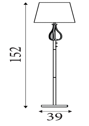 Searchlight Electric Vegas Floor Light- Antique Brass Metal & Cream Hessian Shade 7485AB