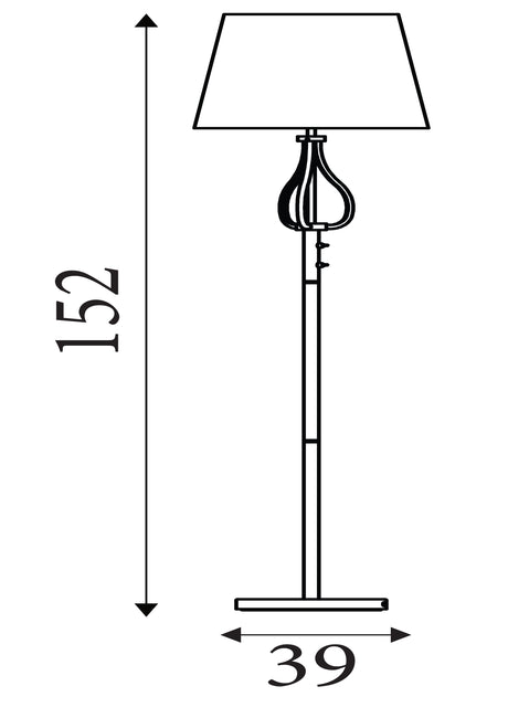 Searchlight Electric Vegas Floor Light- Antique Brass Metal & Cream Hessian Shade 7485AB