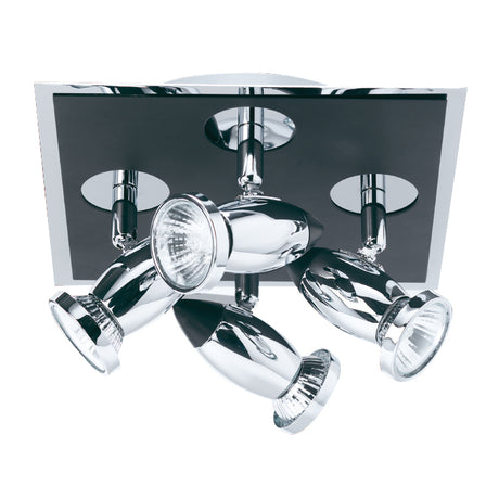Comet 4Lt Square Spotlight - Matt Black & Polished Chrome