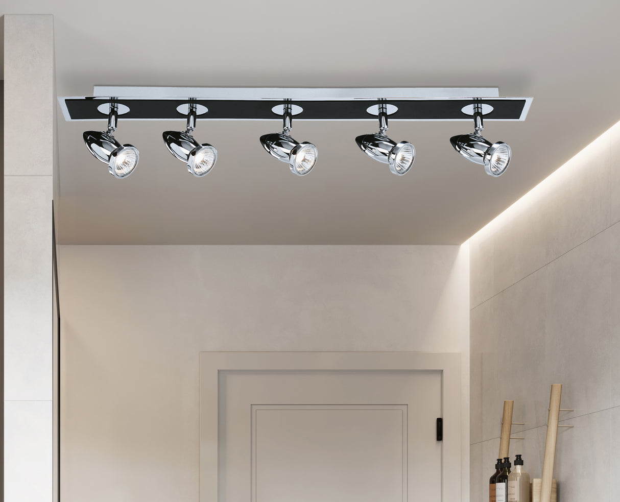 Searchlight Electric Comet 5Lt Bar Spotlight - Matt Black & Polished Chrome 7495
