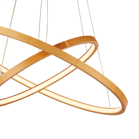Searchlight Electric x Eternity Pendant - Natural Bamboo & Gold Metal 75032-2NA
