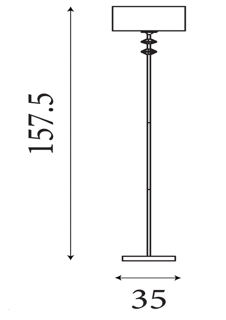 Searchlight Electric Ontario Floor Lamp - Chrome Metal & Black Fabric Shade# 7650CC