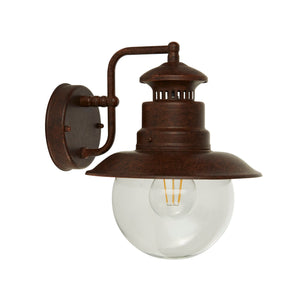 Searchlight Electric Station Outdoor Wall Light - Rustic Brown Metal & Glass 7652RU