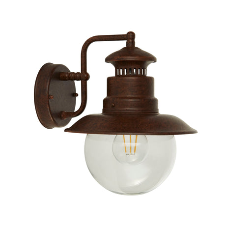 Searchlight Electric Station Outdoor Wall Light - Rustic Brown Metal & Glass 7652RU