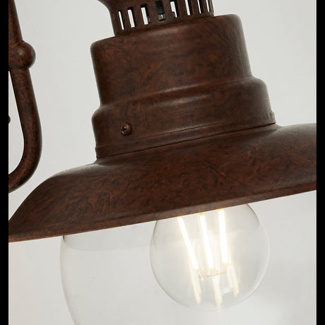 Searchlight Electric Station Outdoor Wall Light - Rustic Brown Metal & Glass 7652RU
