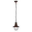 Station Outdoor Pendant - Rustic Brown Metal & Glass