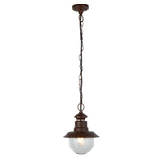 Station Outdoor Pendant - Rustic Brown Metal & Glass