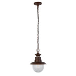 Searchlight Electric Station Outdoor Pendant - Rustic Brown Metal & Glass 7653RU