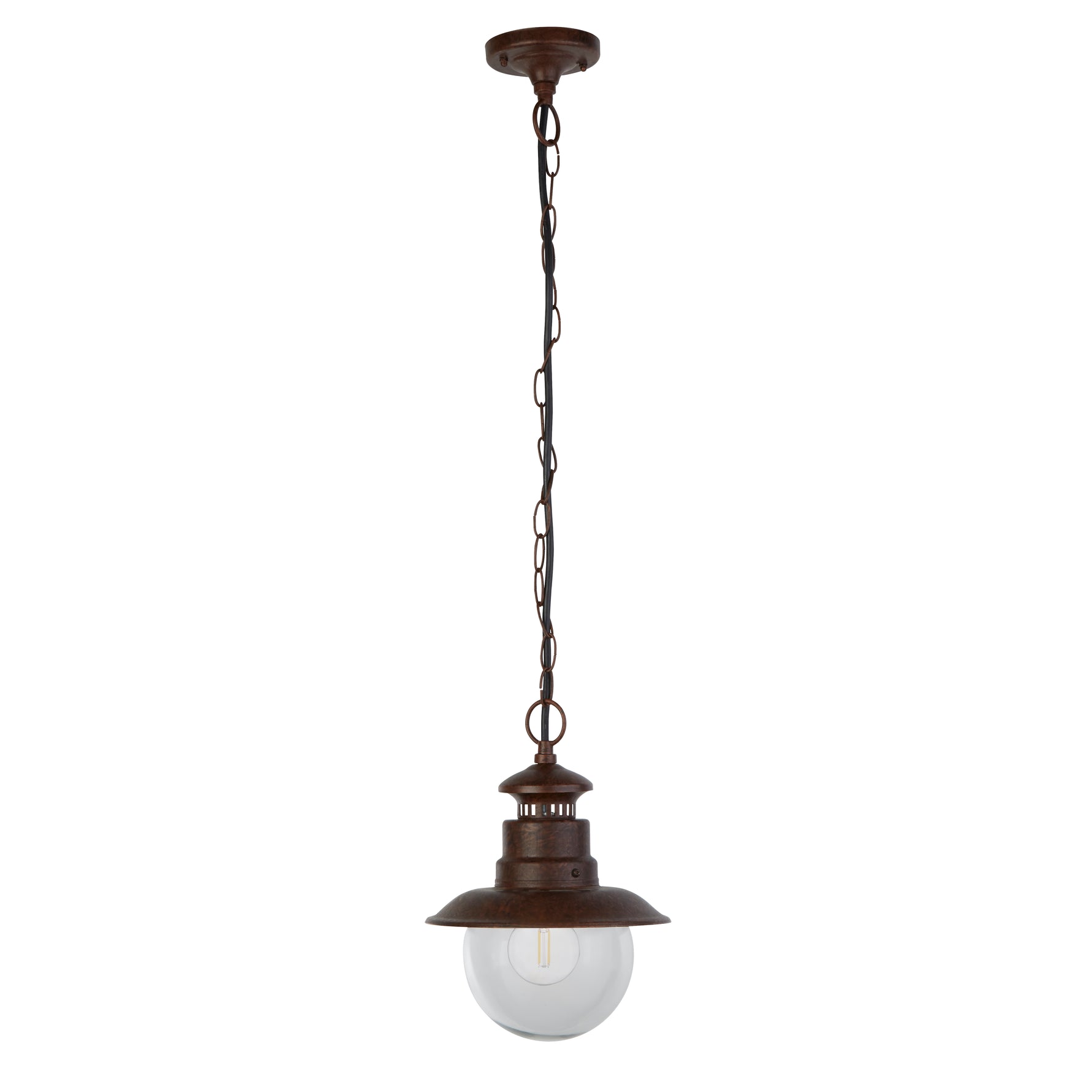 Searchlight Electric Station Outdoor Pendant - Rustic Brown Metal & Glass 7653RU