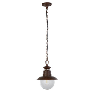 Searchlight Electric Station Outdoor Pendant - Rustic Brown Metal & Glass 7653RU