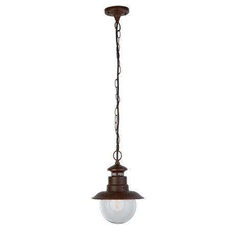 Searchlight Electric Station Outdoor Pendant - Rustic Brown Metal & Glass 7653RU