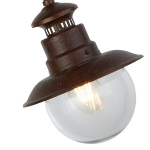Searchlight Electric Station Outdoor Pendant - Rustic Brown Metal & Glass 7653RU