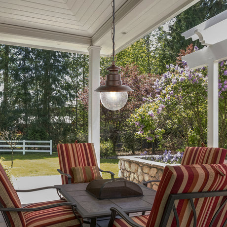 Searchlight Electric Station Outdoor Pendant - Rustic Brown Metal & Glass 7653RU
